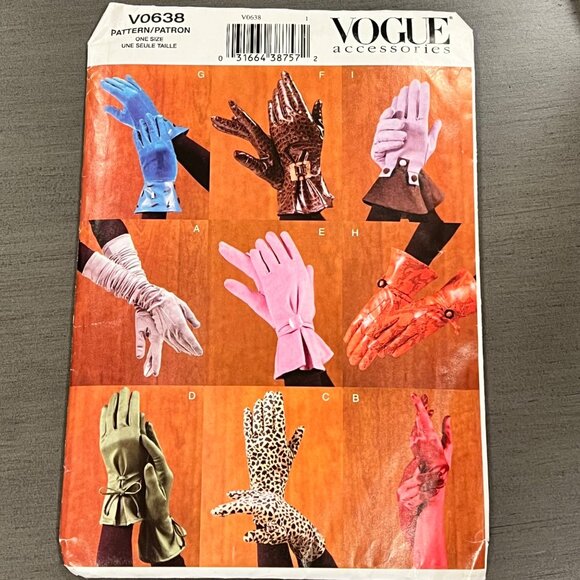 Vogue Accessories Gloves Vintage Sewing Pattern V0638 New Uncut - Picture 1 of 2